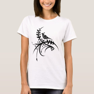 Kinesen virvlar runt blom- design t-shirt