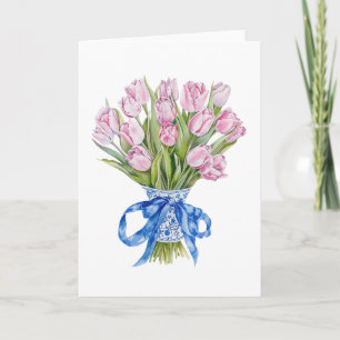 Kineseri Blå Båg Tulpaner Blommor Tom Julkort Kort
