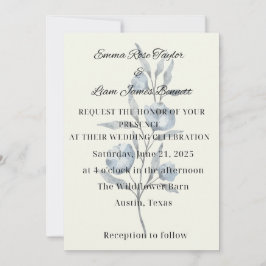 Kineseri blå blomma bröllopsinbjudan inbjudningar