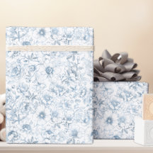 Kineseri Blommigt Blått Inpackningspapper
