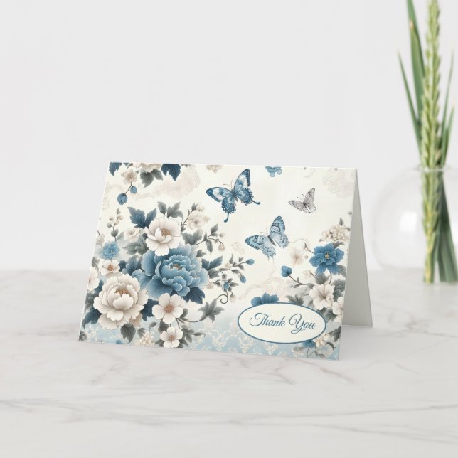Kineseri Blommor och Fjärilar Tack Kort (Framsida)