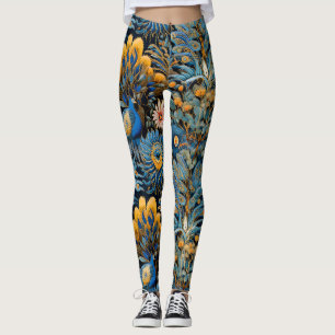 Kineseri exotiska fåglar botaniskt mönster (7) leggings