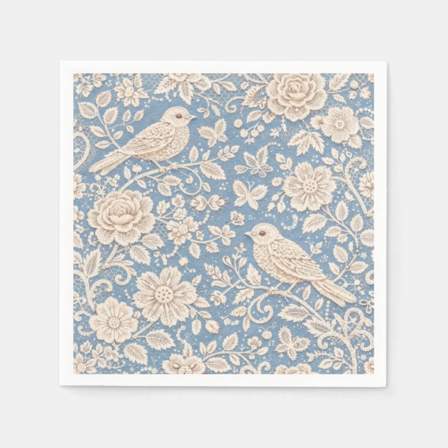 Kineseri fågel- och blomsterproblemfri mönster pappersservett (Framsidan)