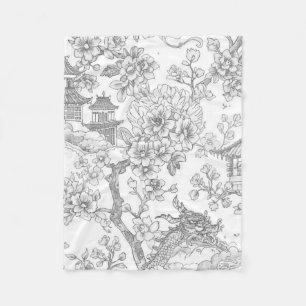 Kineseri Toile Drak Sakura Prydnad Fleecefilt