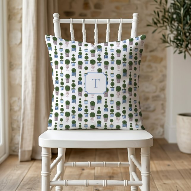 Kineseri Trädgårdsträd med Bow Monogram Kudde (Topiary Tree Pillow)