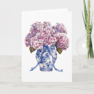 Kineseri Vas Hortensia Blommor Tom Greeting Card Kort