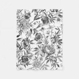 Kineseri Vattenfärg Blommig Botanisk Målning Fleecefilt