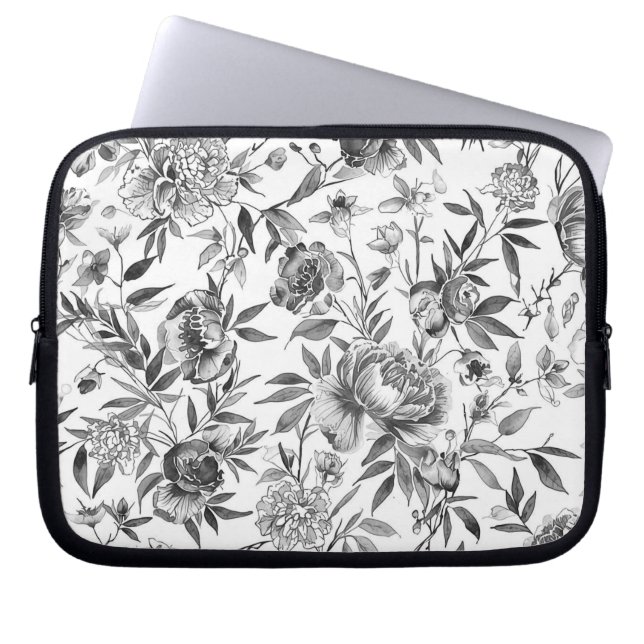 Kineseri Vattenfärg Blommig Botanisk Målning Laptop Fodral (Framsidan)