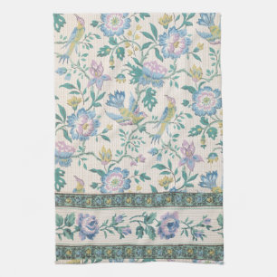 Kineseri Vintage Fågel Blommig Pastell Mönster Kökshandduk