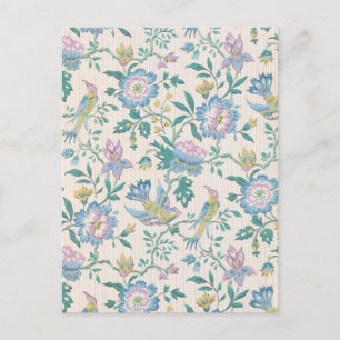 Kineseri Vintage Fågel Blommig Pastell Mönster Vykort