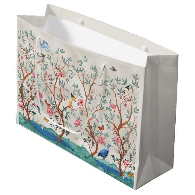 Kineserimur med häger och blommande träd (Framsidan Vinklad)