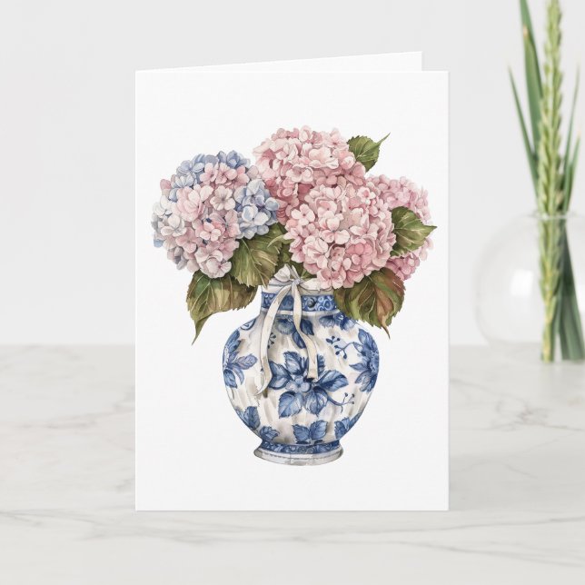 Kinesiseri Vas Band Hydrangea Tom Greetingkort Kort (Framsida)