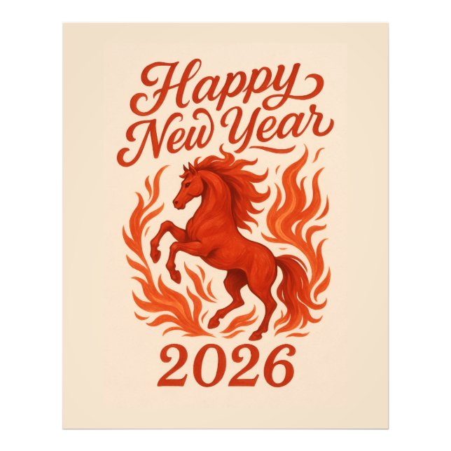 Kinesisk 2026 Eldig Häst Fototryck (Framsidan)