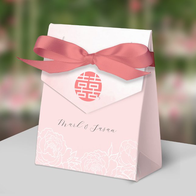 Kinesisk akvarell Peonies bröllagspresentlåda Presentaskar (Skapare uppladdad)
