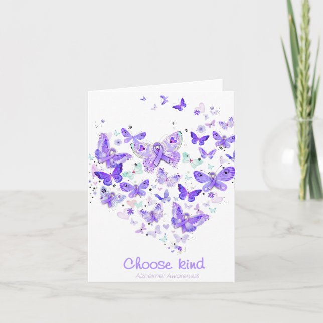 Kinesisk Alzheimer Awareness Fjärilar Heart Gi Kort (Framsida)
