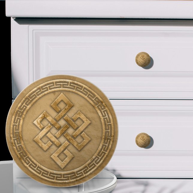 Kinesisk ändlös knut röd och guld knopp (Skapare uppladdad)