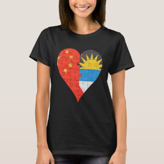 Kinesisk antiguan & Barbudan Flagga Heart T Shirt
