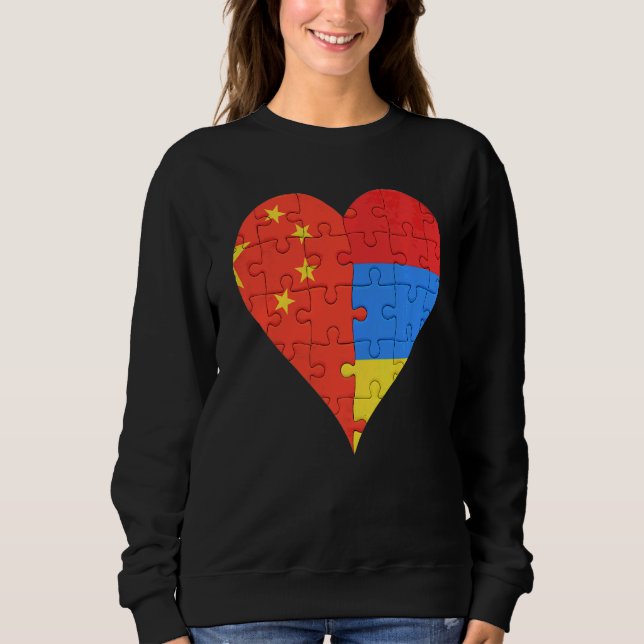 Kinesisk armenisk Flagga Heart T Shirt (Framsida)