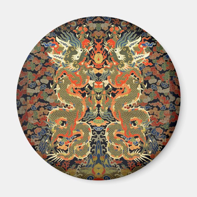 Kinesisk asiatisk drakfärgstark konst magnet (Framsidan)