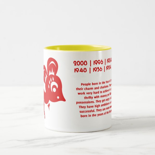 Kinesisk astrologiråttaillustration Två-Tonad mugg (Center)