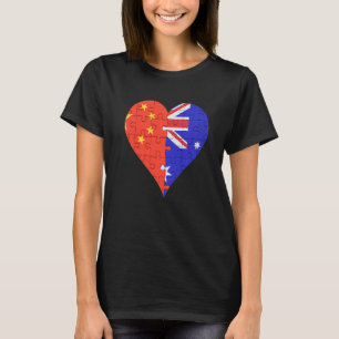 Kinesisk australisk Flagga Heart T Shirt