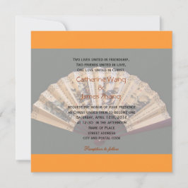 Kinesisk bamboo och silke fläkt Christian bröllop Inbjudningar