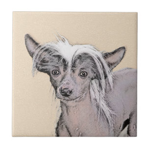 Kinesisk belagd hårlös målning Original Hund Art Kakelplatta