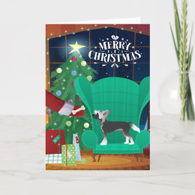 Kinesisk, bergig jultomts gift-Helgdag Helgkort (Framsida)