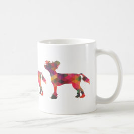 Kinesisk bestnad Hund Geometric Mönster Silhouette Kaffemugg