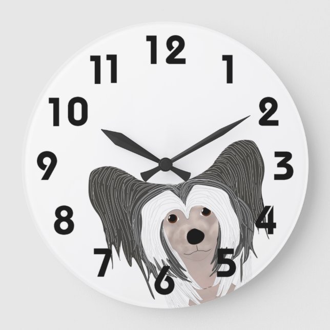 Kinesisk bestred Hund Clock Stor Klocka (Framsida)