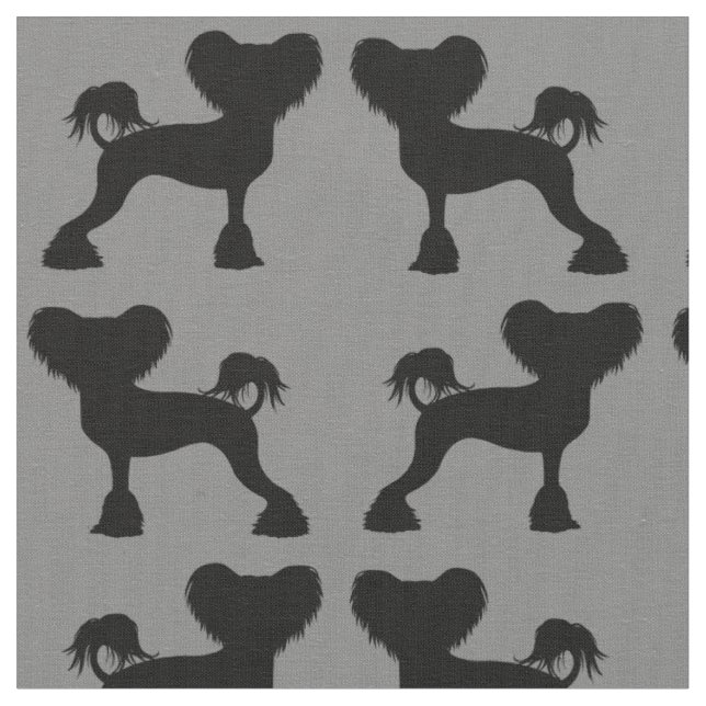 Kinesisk bestred Silhouettes Crestie Hundar mönstr Tyg (Närbild)