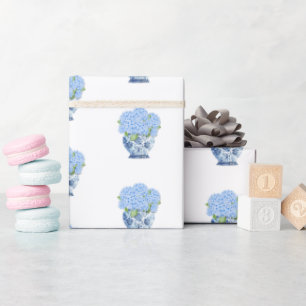 Kinesisk blå-vit vas Hydrangea-inpackning Presentpapper