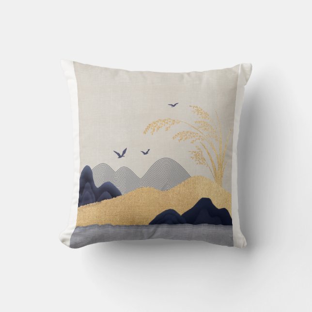 Kinesisk bläck art, kinesisk vacker konst, kinesis kudde (Framsida)