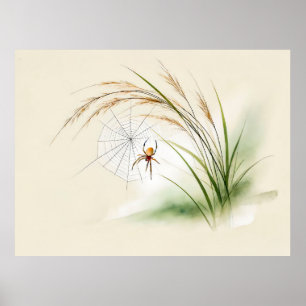 Kinesisk Bläck Spider på Ris Poster