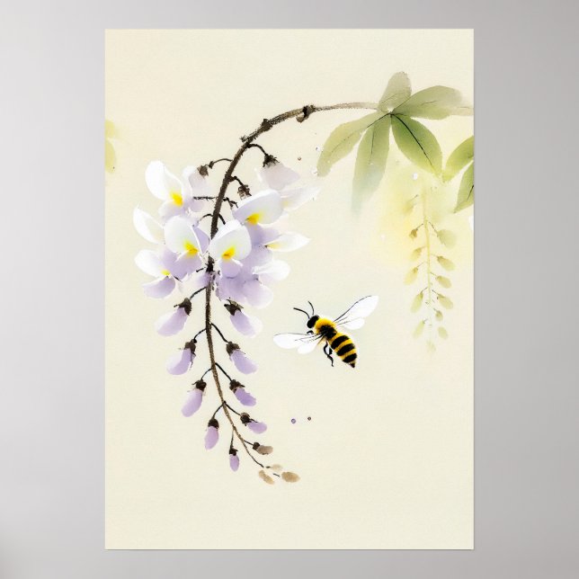 Kinesisk bläckbin på Wisteria Poster (Framsidan)