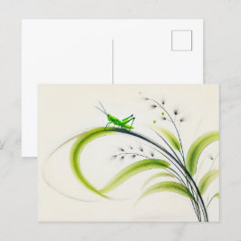 Kinesisk bläckgräshoppa på gräs vykort