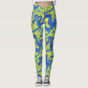 Kinesisk blåttdrakeYoga flåsar spring Leggings