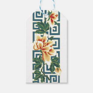 Kinesisk blom- design presentetikett