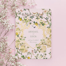 Kinesisk blomfågel bröllopsfolieinbjudan
