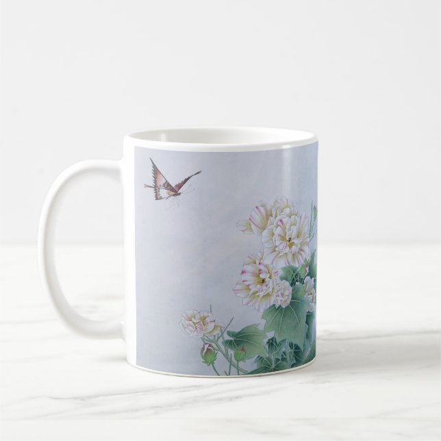 Kinesisk blomma med fjäril kaffemugg (Vänster)
