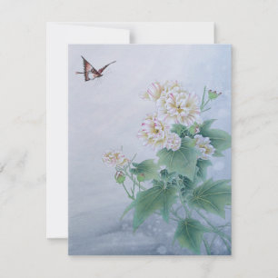 Kinesisk blomma med fjäril kort
