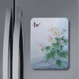 Kinesisk blomma med fjäril magnet