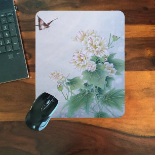 Kinesisk blomma med fjäril musmatta