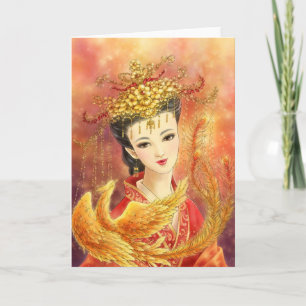 Kinesisk bricka med Phoenix Fantasy Greeting Card Kort