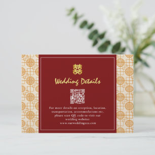 Kinesisk bröllop auspicious peranakan QR-kod Tilläggskort