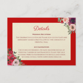 Kinesisk bröllop, närmare uppgifter om röd lila bl tilläggskort