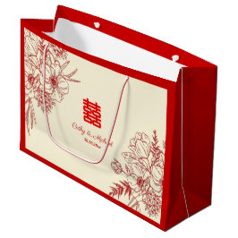 Kinesisk bröllop röd beige blommigt oriental