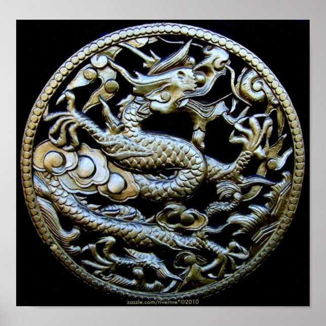Kinesisk Bronze Dragon/Oriental Gift Print Poster (Framsidan)