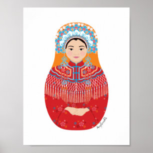 Kinesisk Brud Matryoshka Affisch