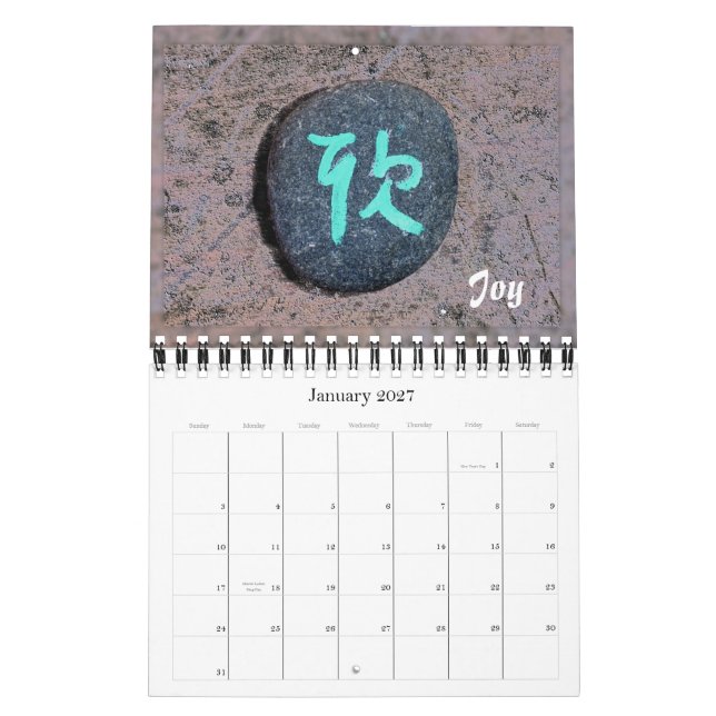 Kinesisk Calligraphy på stenkalender Kalender (Jan 2027)